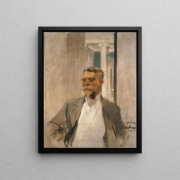Portrait painting of Charles M. Kurtz, founding director of the Albright Art Gallery 1905-1909 - Joaquín Sorolla — framed artwork on a wall
