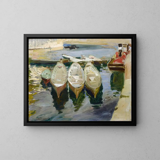 Port of Guetaria - Joaquín Sorolla — framed artwork on a wall