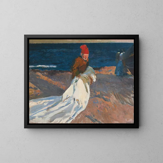 Ramassant la voile, plage de Valence - Joaquín Sorolla — framed artwork on a wall