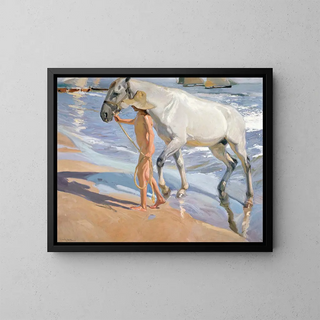 The Horse Bath - Joaquín Sorolla — framed artwork on a wall
