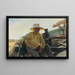 Old fisherman in a boat - Joaquín Sorolla — framed artwork on a wall