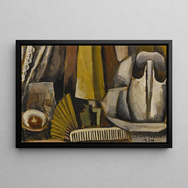 Still life with comb and jug - Joaquín Torres-García — framed artwork on a wall