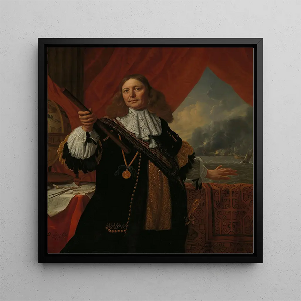 Johan de Liefde Painting circa 1619-73 Vice Admiral - Bartholomeus van der Helst — framed artwork on a wall