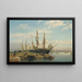 Dutch sailing ships at anchor in a river estuary - Johan Adolph Rust — framed artwork on a wall