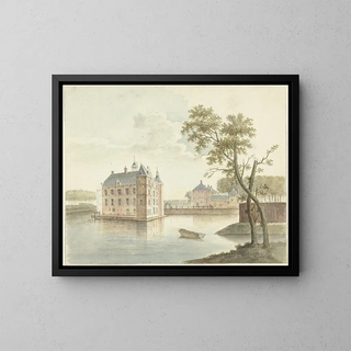 View of an Unknown Castle - Johan Antonie Kaldenbach — framed artwork on a wall