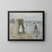 View along the tide line on the Scheveningen beach with two ladies and children - Johan Antonie de Jonge — framed artwork on a wall