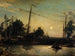 Bateau en construction au bord d'un canal, paysage hollandais - Johan Barthold Jongkind — artwork view