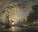 Moonlight over a canal in Dordrecht - Johan Barthold Jongkind — artwork view