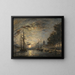 Moonlight over a canal in Dordrecht - Johan Barthold Jongkind — framed artwork on a wall