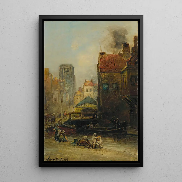 Haagse Veere Rotterdam - Johan Barthold Jongkind — framed artwork on a wall