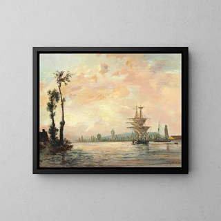 La Seine près de Rouen - Johan Barthold Jongkind — framed artwork on a wall