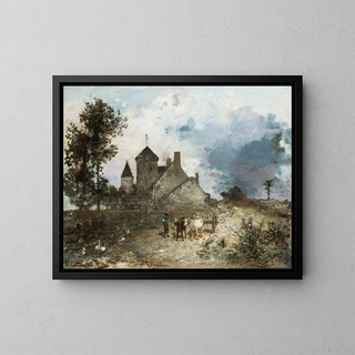 Le Château Nivre - Johan Barthold Jongkind — framed artwork on a wall