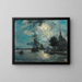 The port of Dordrecht in moonlight - Johan Barthold Jongkind — framed artwork on a wall