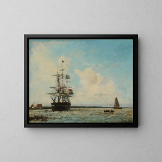 Le Grand Canal de Dordrecht - Johan Barthold Jongkind — framed artwork on a wall