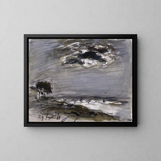 Marine painting in rough weather - Johan Barthold Jongkind — framed artwork on a wall