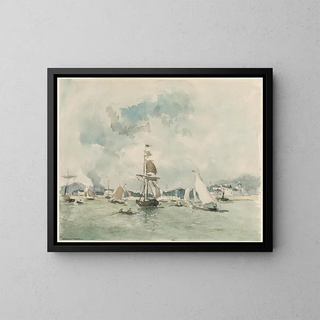 The port of Honfleur - Johan Barthold Jongkind — framed artwork on a wall