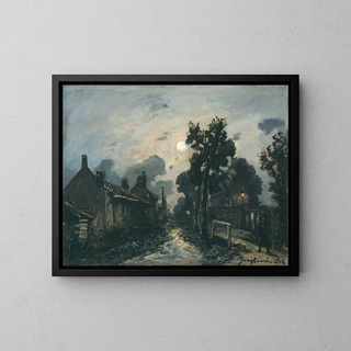 A street in Delft in the evening - Johan Barthold Jongkind — framed artwork on a wall