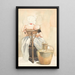 Young girl sitting in traditional costume viewed from behind - Johan Braakensiek — framed artwork on a wall