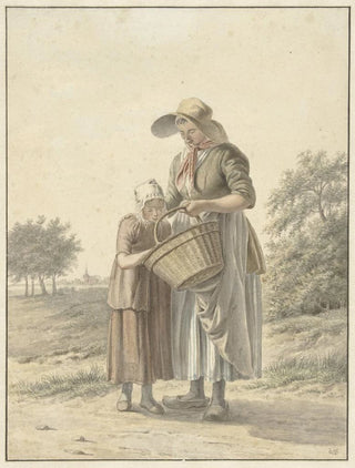 Johan Christiaan Willem Safft - Vrouw en meisje op een landweg.webp