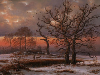 Danish winter landscape with dolmen - Johan Christian Dahl — artwork view