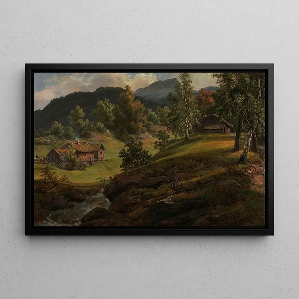 Lysekloster Farm Painting - Johan Christian Dahl — framed artwork on a wall