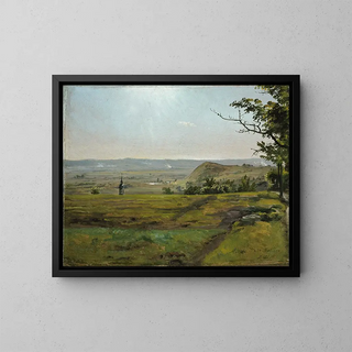 Green Fields Painting near Meissen - Johan Christian Dahl — framed artwork on a wall