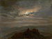 Night landscape painting with a wanderer at the top of a mountain - Johan Christian Dahl — artwork view