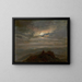 Night landscape painting with a wanderer at the top of a mountain - Johan Christian Dahl — framed artwork on a wall