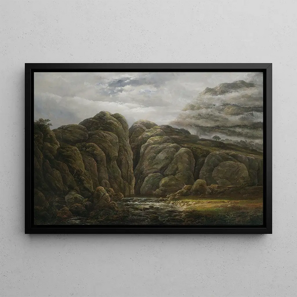 Norwegian Mountain Landscape Painting - Johan Christian Dahl — framed artwork on a wall