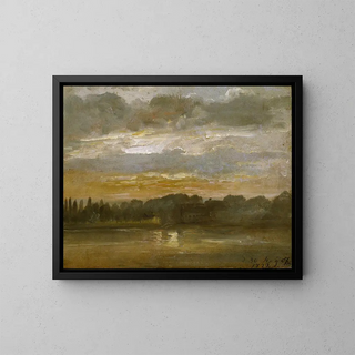 L'Elbe at twilight - Johan Christian Dahl — framed artwork on a wall