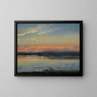L'Elbe at twilight - Johan Christian Dahl — framed artwork on a wall