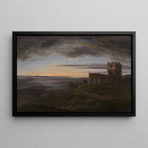 The ruined church at Avaldsnes in Karmøy - Johan Christian Dahl — framed artwork on a wall