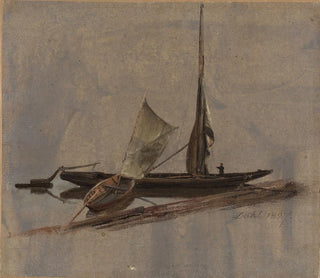 Two sailboats on the Elbe - Johan Christian Dahl — artwork view