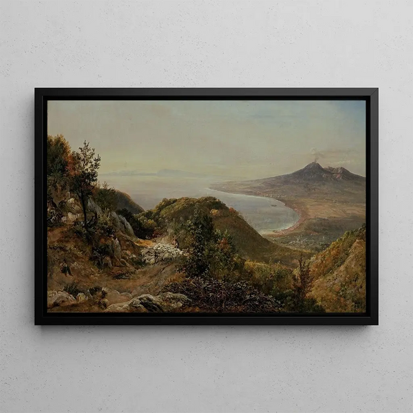 View from Pimonte - Johan Christian Dahl — framed artwork on a wall