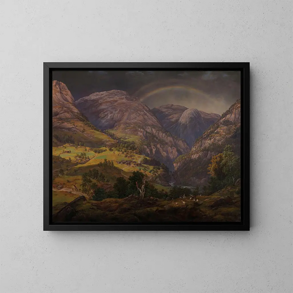 View of Stalheim - Johan Christian Dahl — framed artwork on a wall