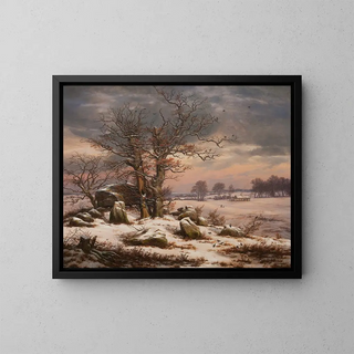 Winter landscape painting near Vordingborg, Denmark - Johan Christian Dahl — framed artwork on a wall
