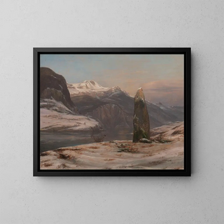 Winter at Sognefjord - Johan Christian Dahl — framed artwork on a wall