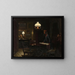 Interior painting with two women by oil lamp - Johan Christopher Schlichtkrull — framed artwork on a wall