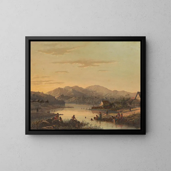 View of the seaside resort of Wenditt in Java - Johan Conrad Greive — framed artwork on a wall