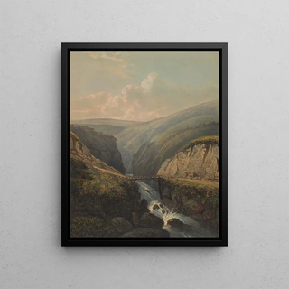 Johan Conrad Greive - Gezicht op de rivier Brandas op Java De rivier Brandas als bergstroom.webp
