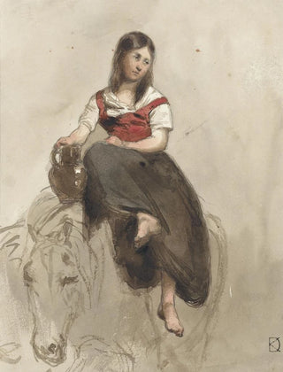 Johan Danil Koelman - Vrouw op een paard gezeten met kan.webp