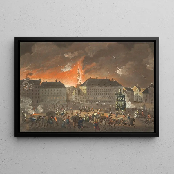 The reddest night in Copenhagen - Johan Frederik Clemens — framed artwork on a wall
