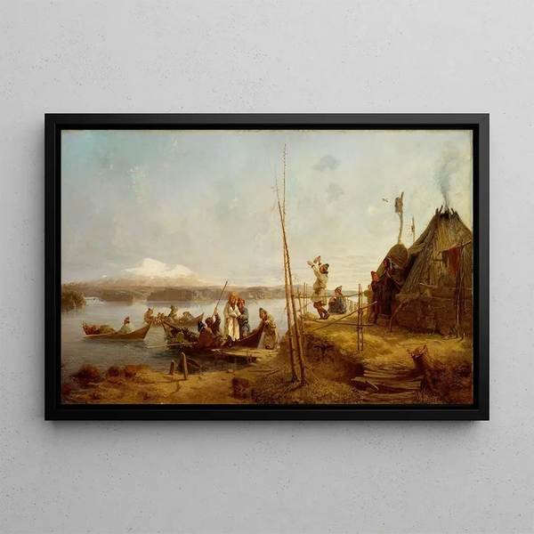 Return of the Wedding at Lake Hornavan - Johan Fredrik Höckert — framed artwork on a wall