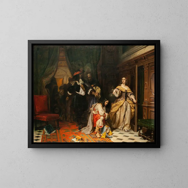 La reine Christine de Suède et Monaldeschi - Johan Fredrik Höckert — framed artwork on a wall