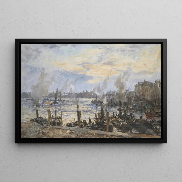 The Leuvehaven in Rotterdam harbor - Johan Hendrik van Mastenbroek — framed artwork on a wall
