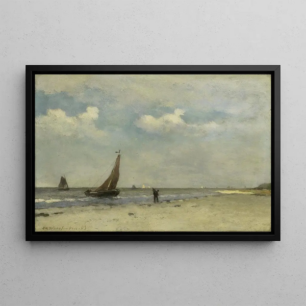 Beach scene - Johan Hendrik Weissenbruch — framed artwork on a wall
