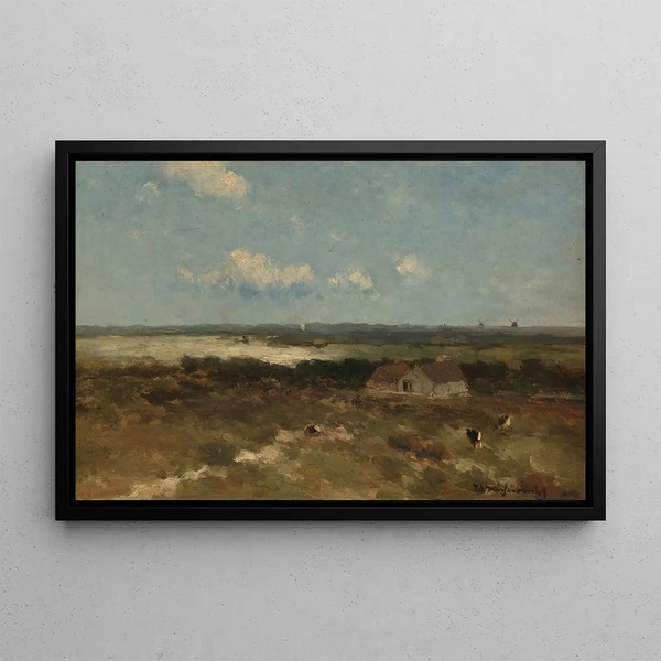 Landscape of Dunes - Johan Hendrik Weissenbruch — framed artwork on a wall
