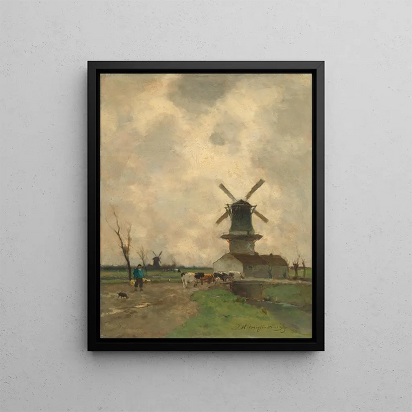 The Mill - Johan Hendrik Weissenbruch — framed artwork on a wall