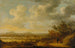 River landscape painting in the evening with hikers resting - Johan Pietersz Schoeff — artwork view