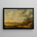 River landscape painting in the evening with hikers resting - Johan Pietersz Schoeff — framed artwork on a wall